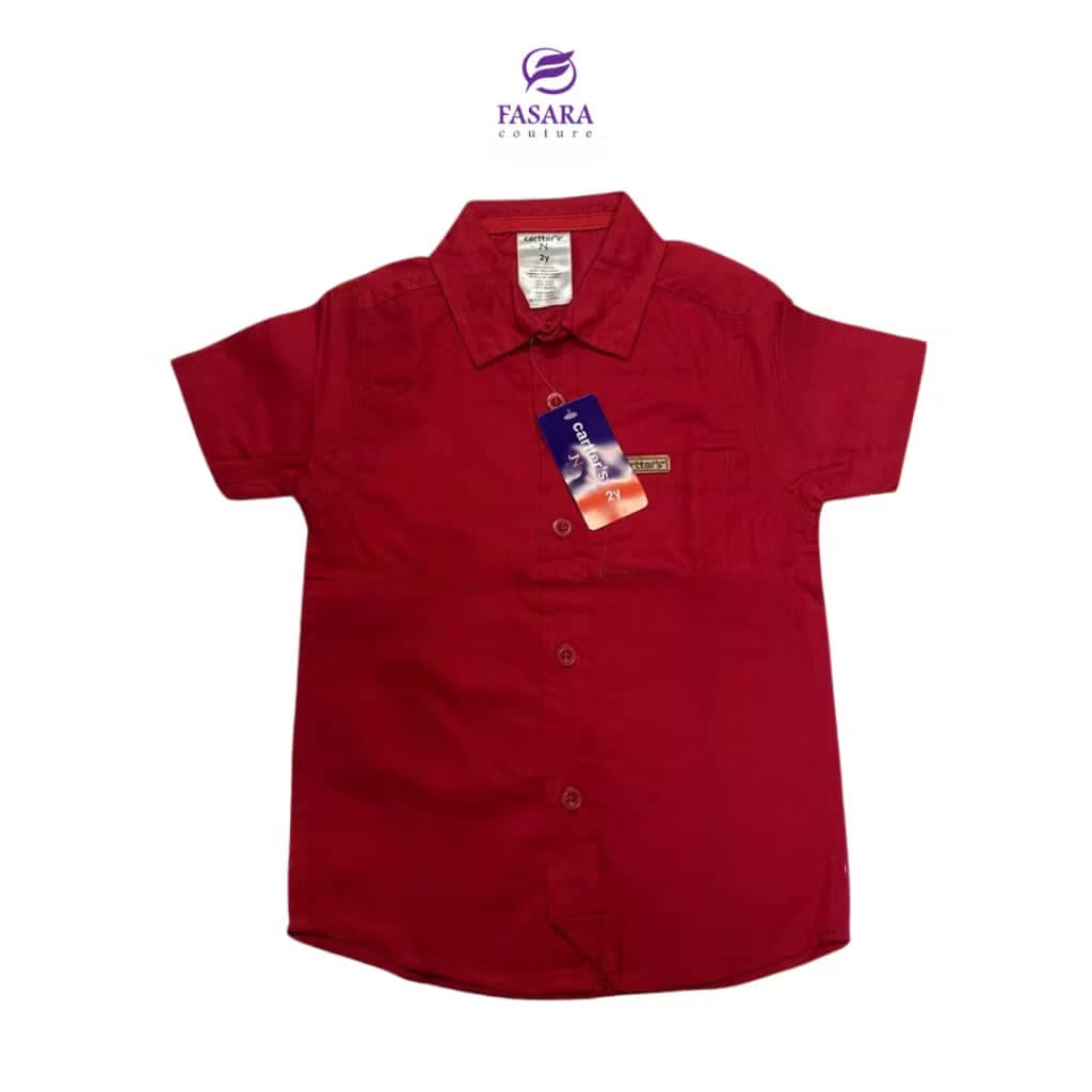 Boys Red Cotton Casual Shirt