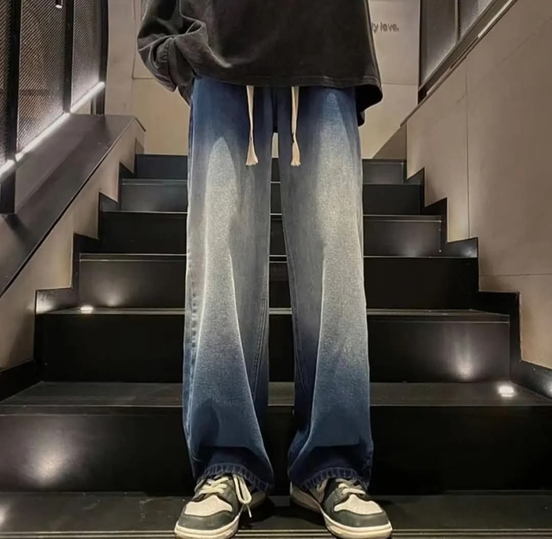 Faded Gradient Wide-Leg Denim