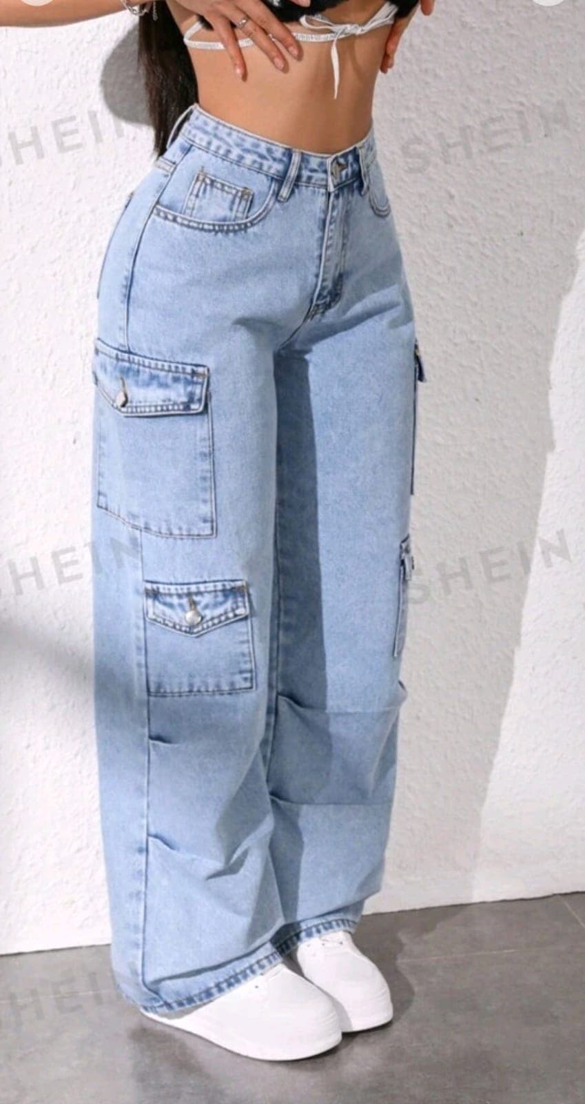 Ladies Light Wash Utility Cargo