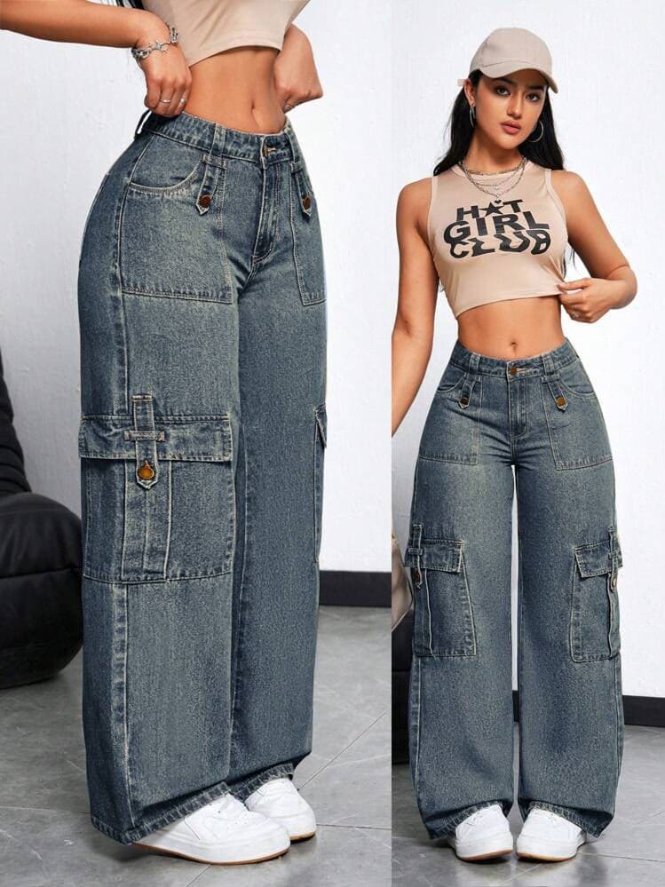 Ladies High-Waisted Wide Cargo